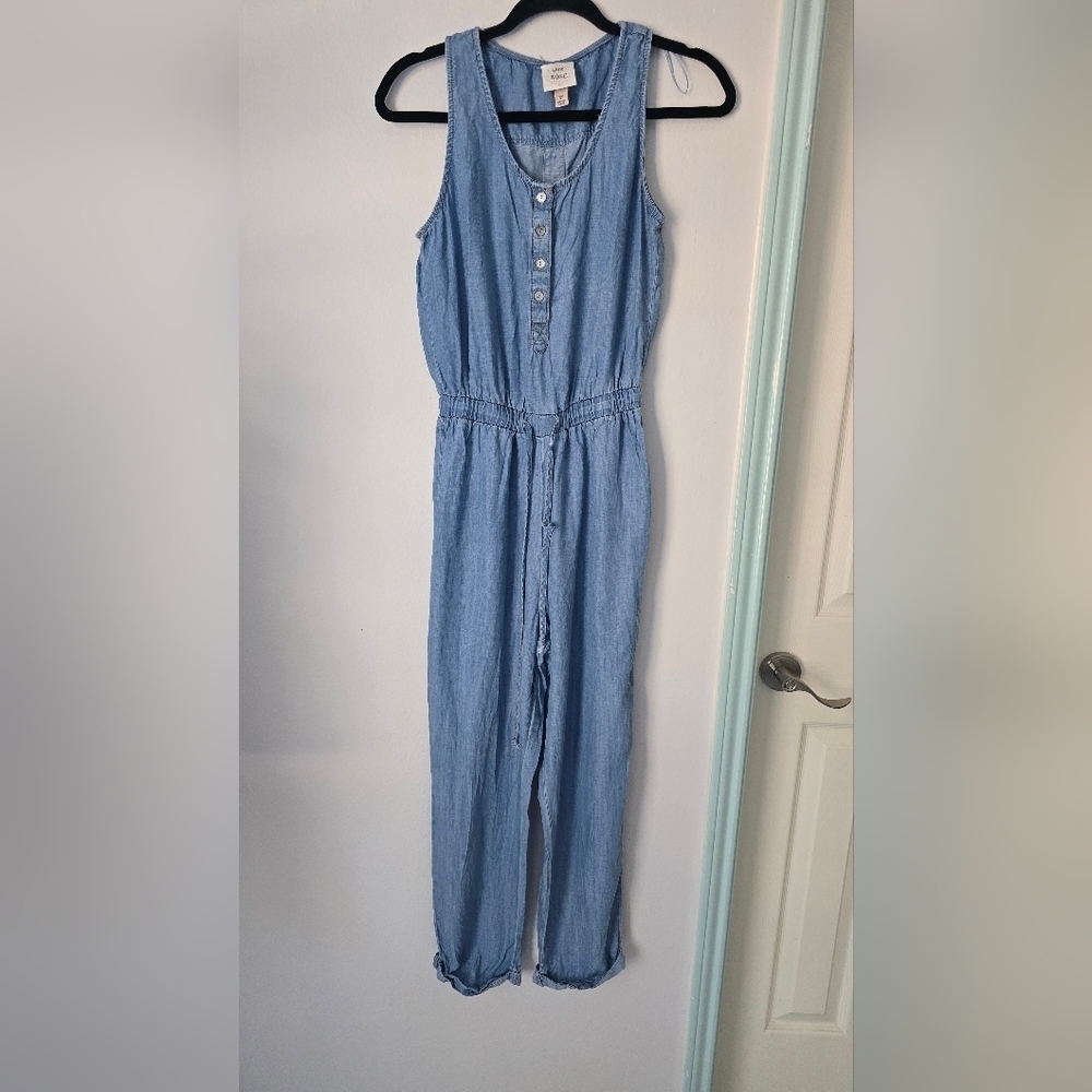 Knox Rose M Women's Jumpsuit Romper Blue Denim Tank Sleeveless Size Xs - Picture 2 of 12
